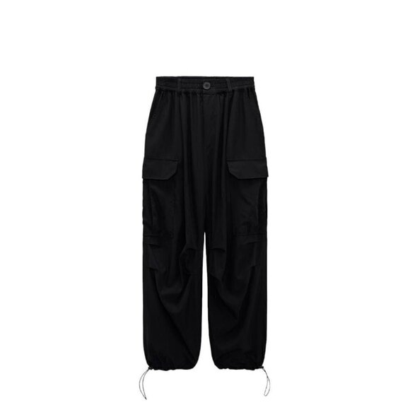 ZARA SOFT CARGO PANTS BLACK SIZE M | 2212/387 - Picture 1 of 4